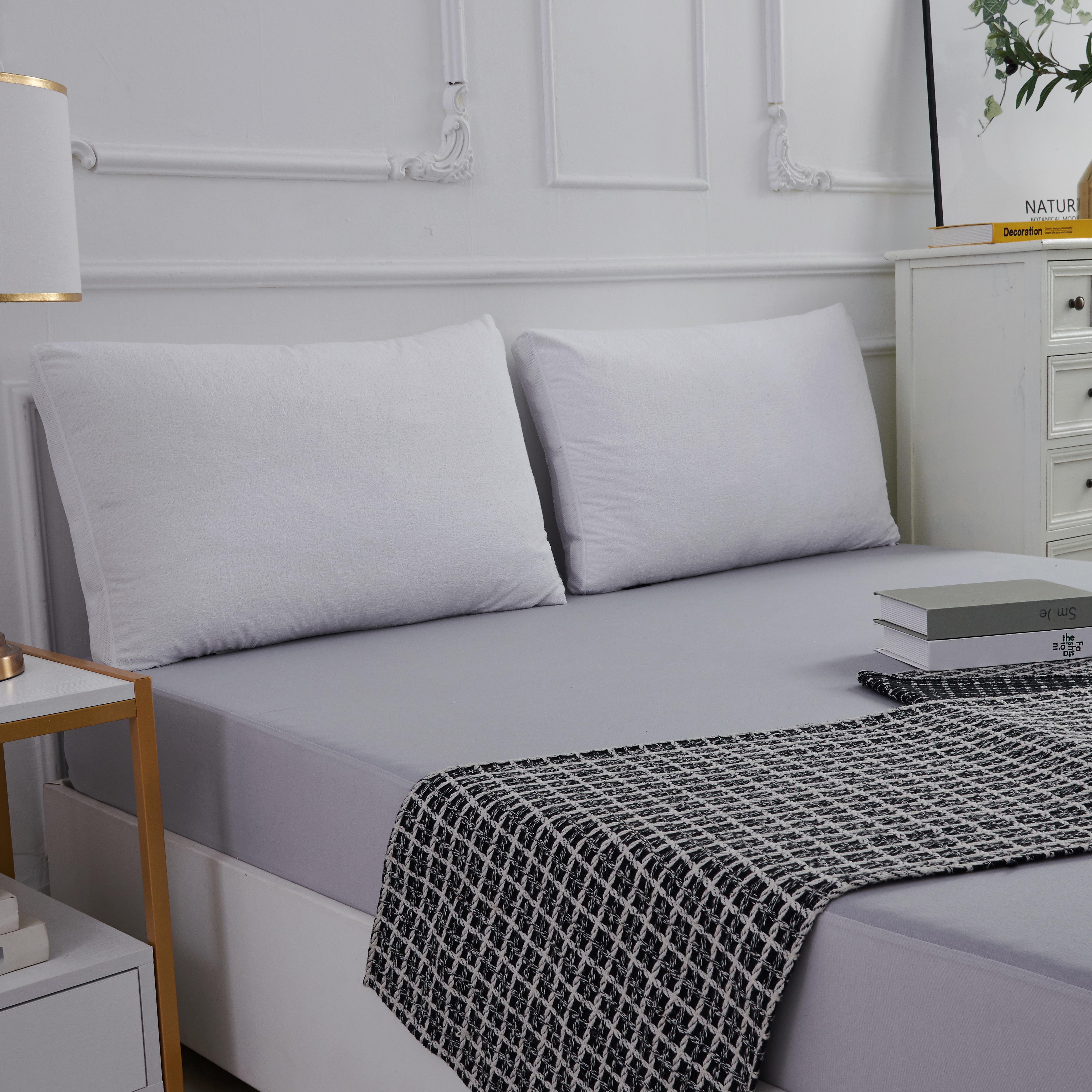 Grey Summer Cool Tencel Waterproof Mattress Protector