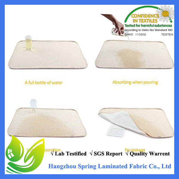 Waterproof Quilted Crib Size Fitted Mattress Cover made with Organic Cotton, Natural Color