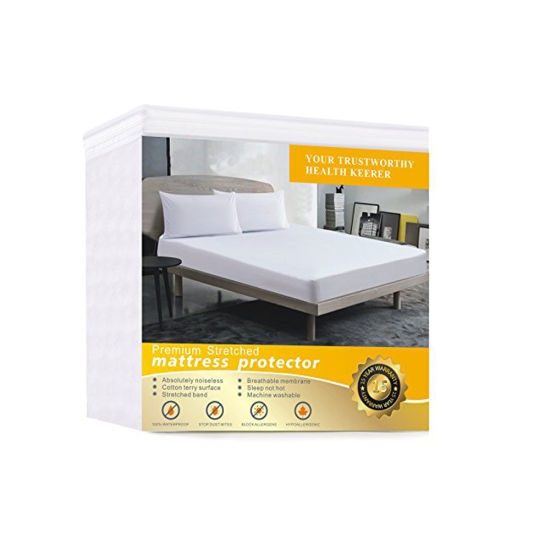 100% Waterproof Mattress Protector - Fitted 18 Inches Deep Pocket - Vinyl Free - Queen